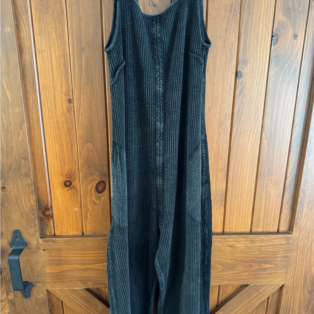Free People Textured Black Jumpsuit